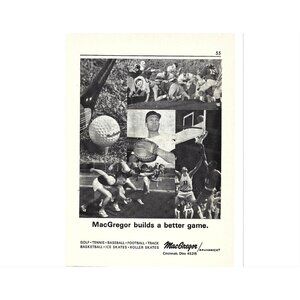 Vintage MacGregor Sports Ad Golf Tennis Baseball Football Track Basketball 1966